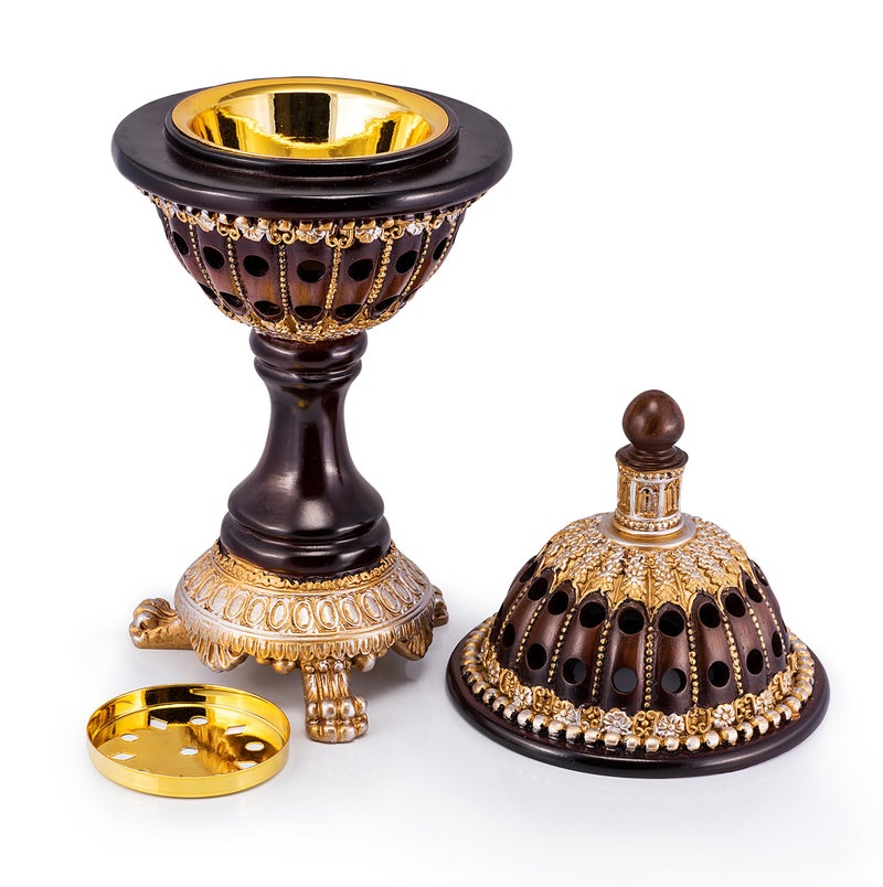 AM Lux Globe Incense Burner - Bakhoor Cone Holders | Frankincense Burner Charcoal | Mabkhara | for Office & Spiritual Decor (Brown) - Image 5